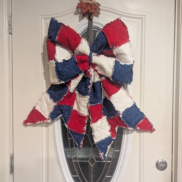 Handmade Other - Handmade Patriotic Rag Quilt Door Bow
